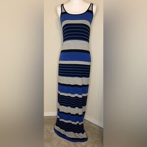 Red 23 Women Long Maxi Stripe Summer Tank Dress Blue Gray Black Size Medium